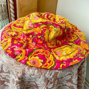 5For$15 Beautiful, pink and yellow floral girls, sun hat, size 7/8